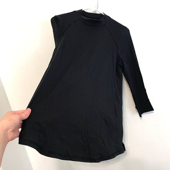 LOGO BY LORI GOLDSTEIN Principles 3/4 Sleeve Mock Neck Top Solid Black Cotton S - Picture 9 of 15